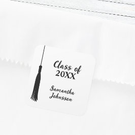 Pegatina Cuadrada Graduación personalizada de Grad Tassel 2024