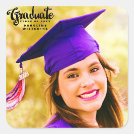 Pegatina Cuadrada Graduación personalizada de imágenes con guión cor