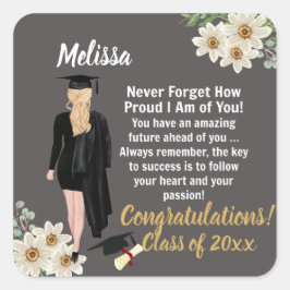 Pegatina Cuadrada Graduación personalizada de Keepsake