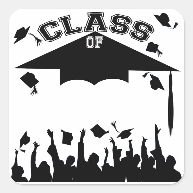 Pegatina Cuadrada Graduación personalizado (Anverso)