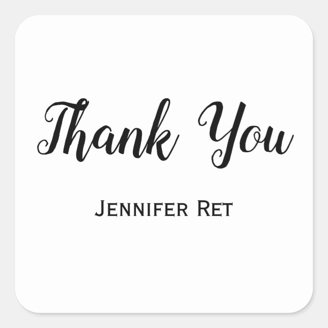 Pegatina Cuadrada graduación simple mínima de caligrafía negra (Anverso)