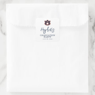Pegatina Cuadrada Graduación universitaria de Auburn   Auburn Tigers