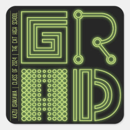 Pegatina Cuadrada GRADUADO | Color de la aguja Fiesta de graduación