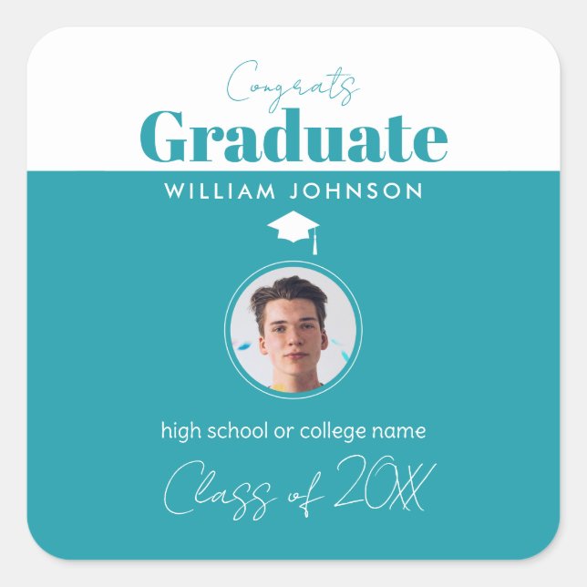 Pegatina Cuadrada Graduado de Congrats, Clase de 2023 (Anverso)