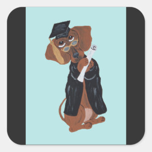 Pegatina Cuadrada Graduado de Dachshund