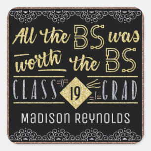 Pegatina Cuadrada Graduado divertido de la licenciatura de la