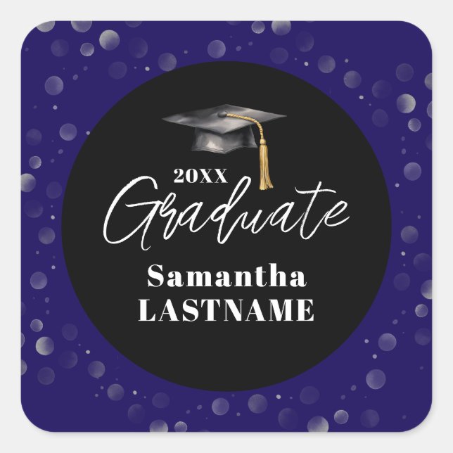 Pegatina Cuadrada Graduation Any Year Announcement Seal Sticker (Anverso)