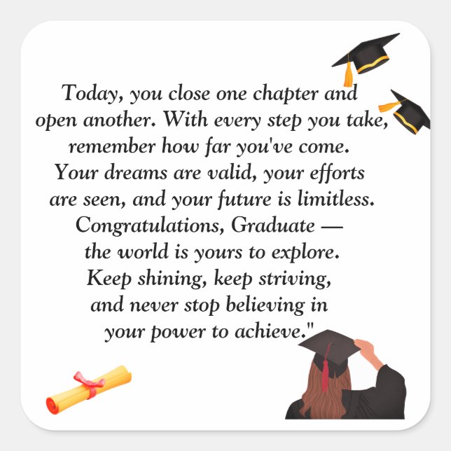 Pegatina Cuadrada  Graduation- Universal Design for all ages (Anverso)