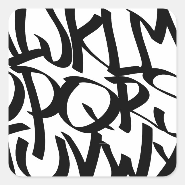 Pegatina Cuadrada graffiti de alfabeto (Anverso)