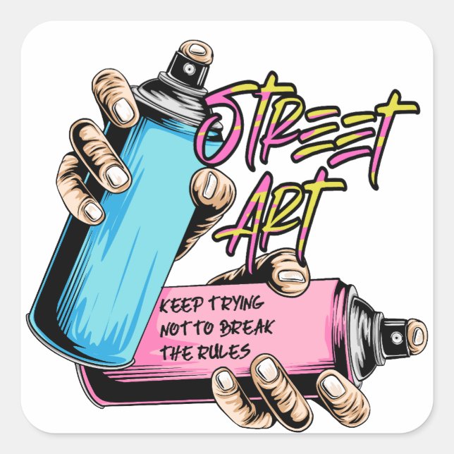 Pegatina Cuadrada Graffiti de arte callejero urbano (Anverso)