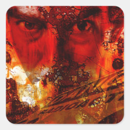 Pegatina Cuadrada Graffiti de cara roja