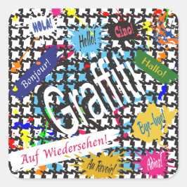Pegatina Cuadrada Graffiti de saludos