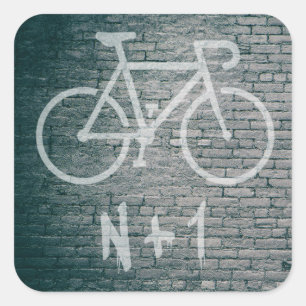 Pegatina Cuadrada Graffiti en bicicleta N+1