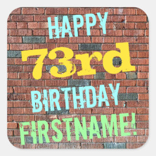 Pegatina Cuadrada Graffiti en el muro de ladrillo inspirado en 73 añ