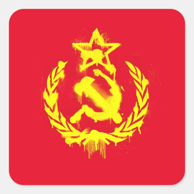Pegatina Cuadrada Graffiti Hammer & Sickle Stickers (Anverso)