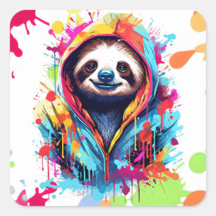Pegatina Cuadrada Graffiti Sloth