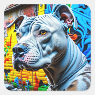 Pegatina Cuadrada Graffiti urbano Arte callejero Pitbull