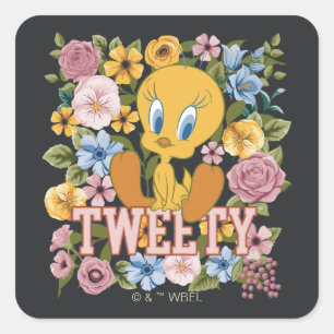 Pegatina Cuadrada Gráfica de bordado floral TWEETY™