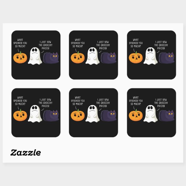 Pegatina Cuadrada Gráfica divertida de Halloween y Acción de Gracias (Hoja)