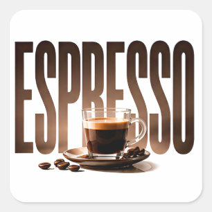 Pegatina Cuadrada Gráfica editorial de café de lujo espresso