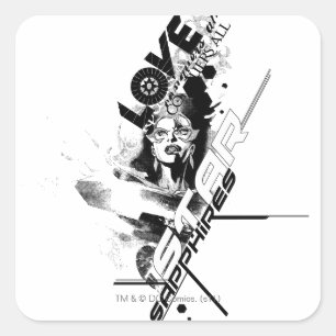 Pegatina Cuadrada Gráfico 9 del zafiro de estrella