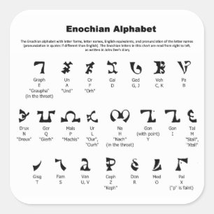 Pegatina Cuadrada Gráfico alfabético de Enochian