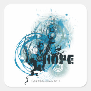 Pegatina Cuadrada Gráfico azul 3 de la linterna