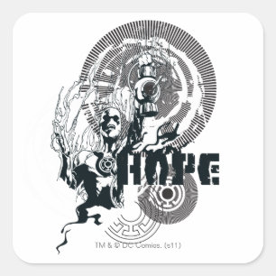 Pegatina Cuadrada Gráfico azul 4 de la linterna