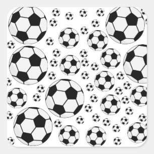 Pegatina Cuadrada Gráfico clásico de balón de fútbol para fanáticos