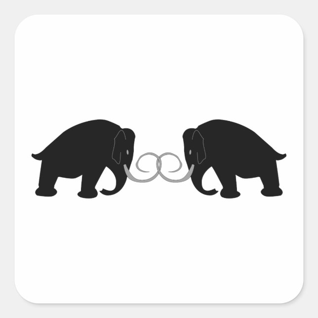 Pegatina Cuadrada Gráfico de 2 mamut (Anverso)