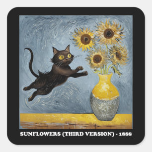 Pegatina Cuadrada Gráfico de arte de meme de Sunflowers