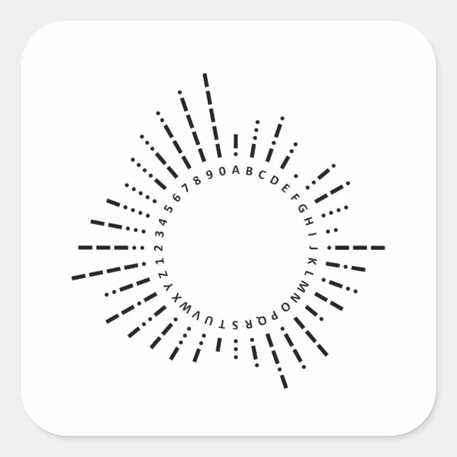 Pegatina Cuadrada Gráfico de Código Morse Internacional (Anverso)