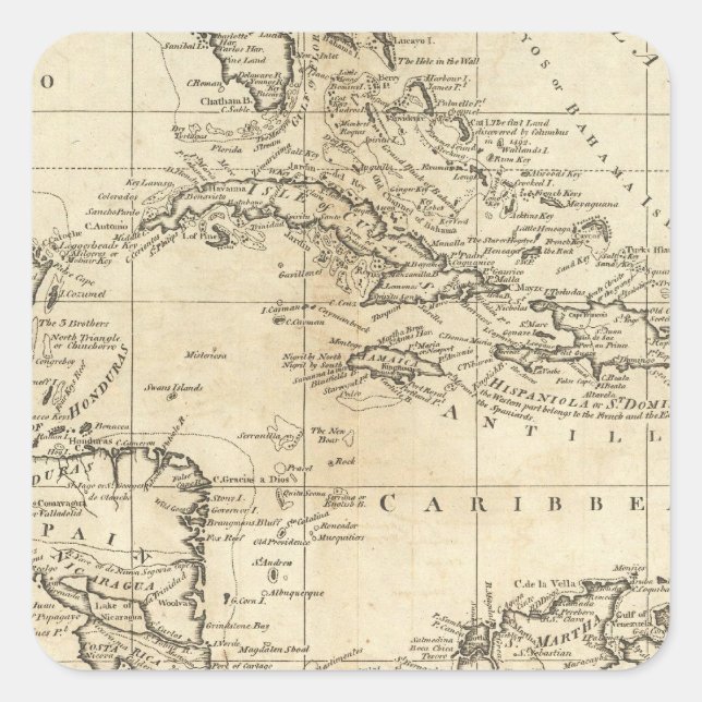 Pegatina Cuadrada Gráfico de las Indias Occidentales 2 (Anverso)