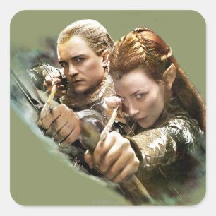 Pegatina Cuadrada Gráfico de LEGOLAS GREENLEAF™ y de TAURIEL™