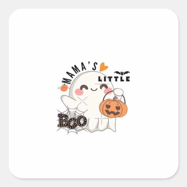 Pegatina Cuadrada Gráfico de Mama's Boo - Cute Kawaii Halloween Boo  (Anverso)