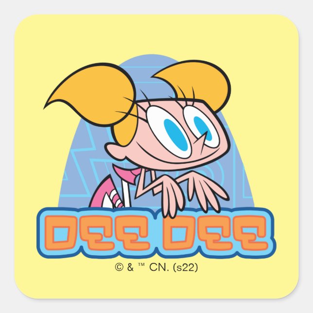 Pegatina Cuadrada Gráfico de nombre de carácter Dee Dee (Anverso)