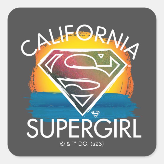 Pegatina Cuadrada Gráfico de Sunset de Supergirl de California (Anverso)