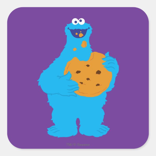 Pegatina Cuadrada Gráfico del Monstruo de las Galletas (Anverso)