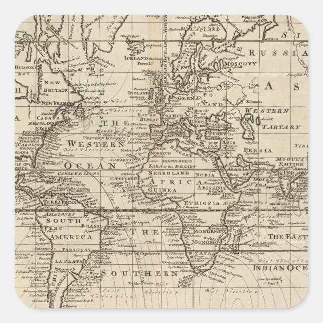 Pegatina Cuadrada Gráfico mundial (Anverso)