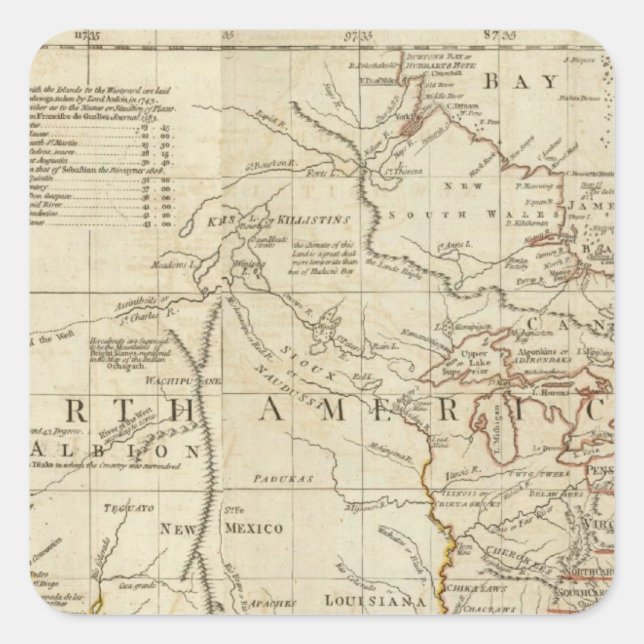 Pegatina Cuadrada Gráfico que contiene las costas de California (Anverso)