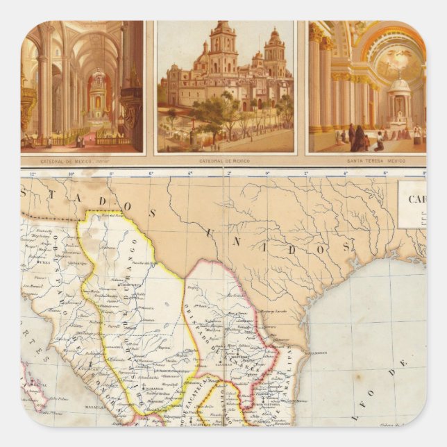 Pegatina Cuadrada Gráfico religioso de México (Anverso)