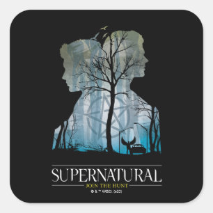 Pegatina Cuadrada Gráfico supernatural del bosque Winchester Bros