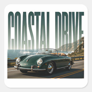 Pegatina Cuadrada Gráficos de Automóviles de Lujo en Coastal Drive