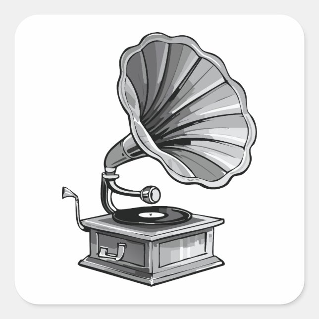 Pegatina Cuadrada Gramophone (Anverso)