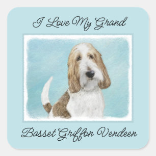 Pegatina Cuadrada Gran Basset Griffon Vendeen - Arte Perro Original