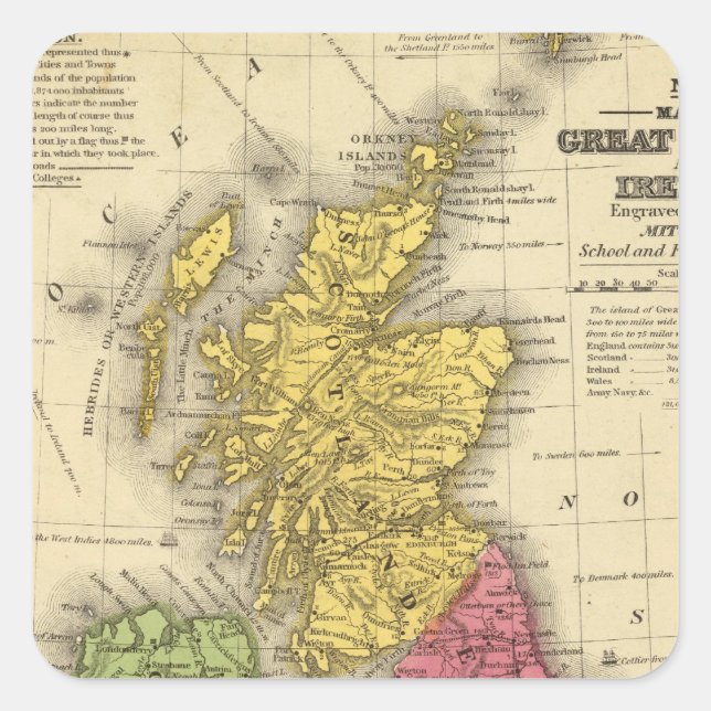 Pegatina Cuadrada Gran Bretaña e Irlanda (Anverso)