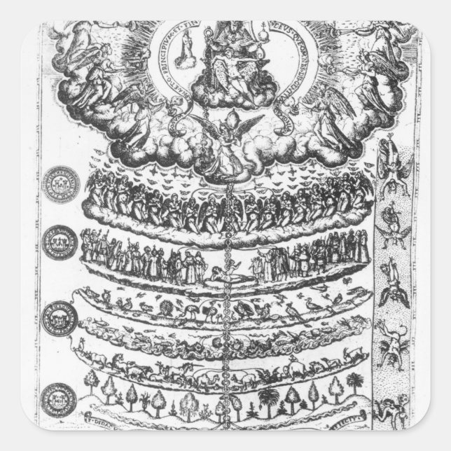 Pegatina Cuadrada Gran cadena de ser de 'Retorica Christiana' (Anverso)