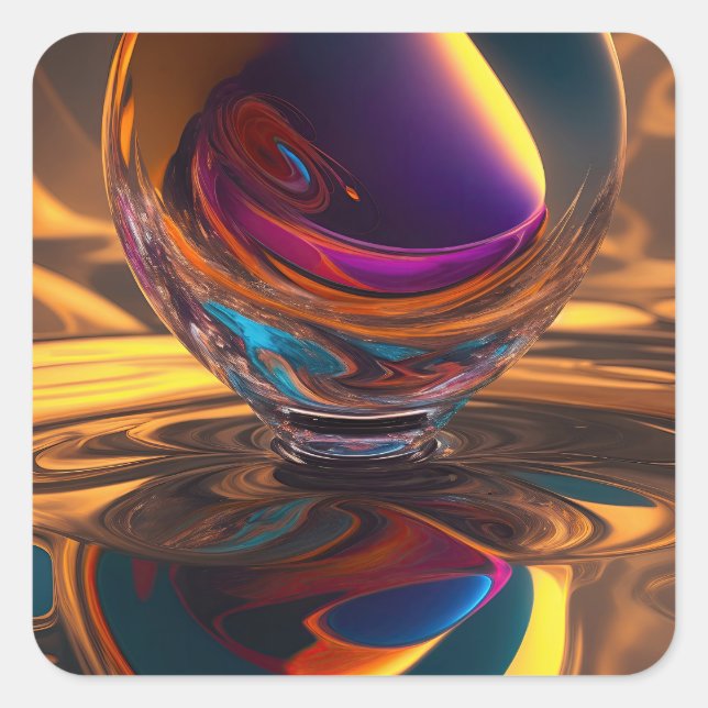 Pegatina Cuadrada Gran caída cósmica (Anverso)