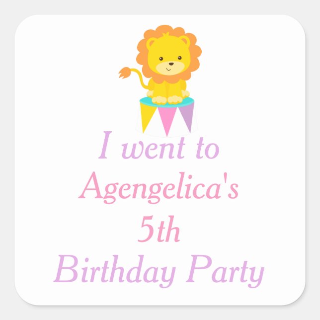 Pegatina Cuadrada Gran carnaval de Circo Superior Cumpleaños 'Me fui (Anverso)