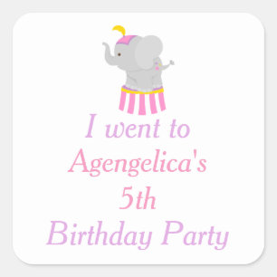 Pegatina Cuadrada Gran carnaval de Circo Superior Cumpleaños 'Me fui